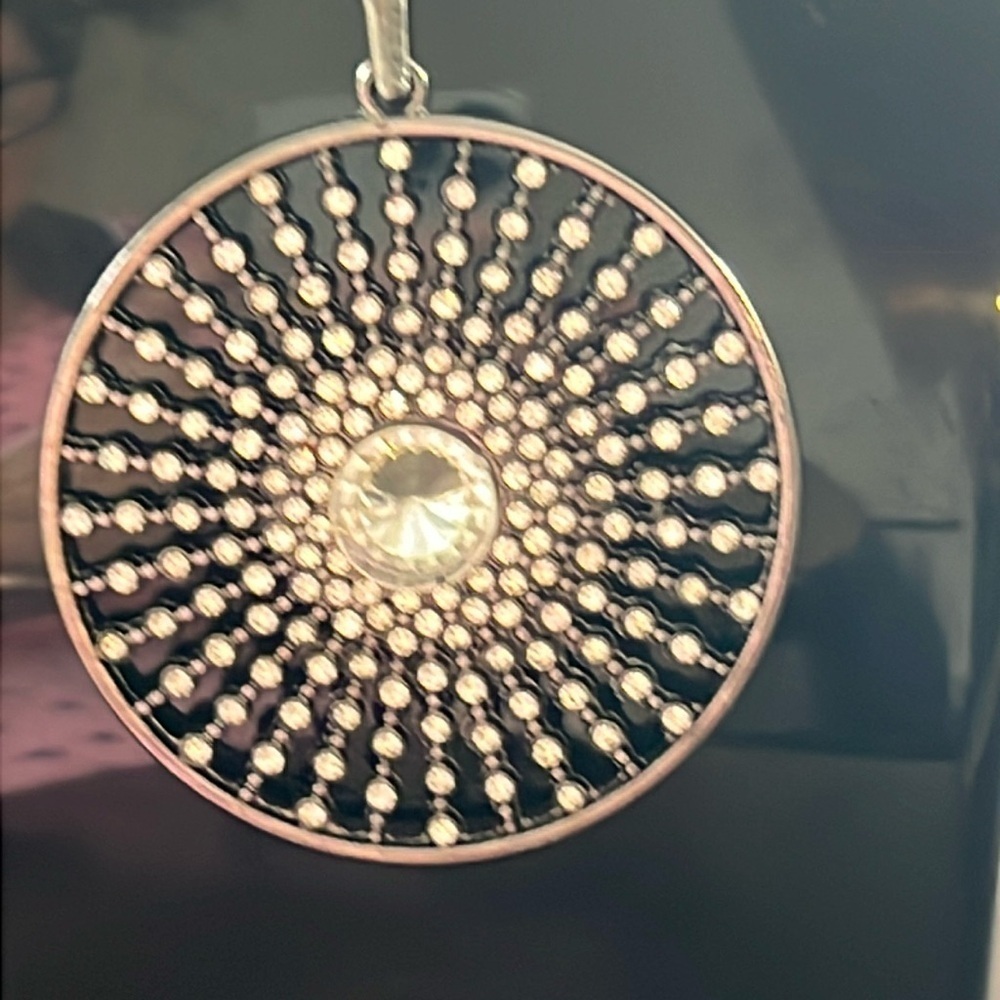 Silver Rhinestone Pendant on Sterling Silver Chain